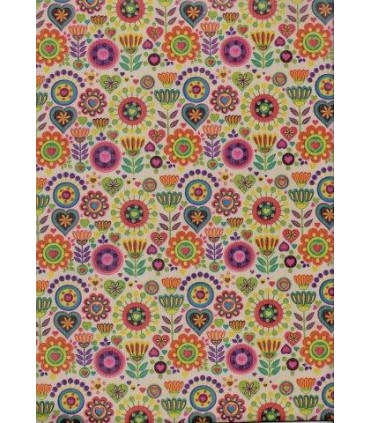 Bobina papel kraft flores 62cm x 7 kilos