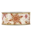 Cinta copo nieve rojo, granate y oro 40mm x10m