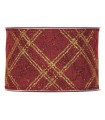 Cinta rombos oro brillante y rojo fondo rojo 63mm x10m