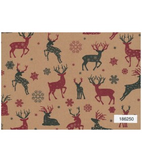 Bobina Navidad kraft renos 62cmx100m