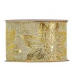 Cinta flor de Pascua oro 63mm x10m