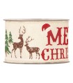 Cinta abetos y renos con texto M. Christmas fondo Blanco 63mm x10m