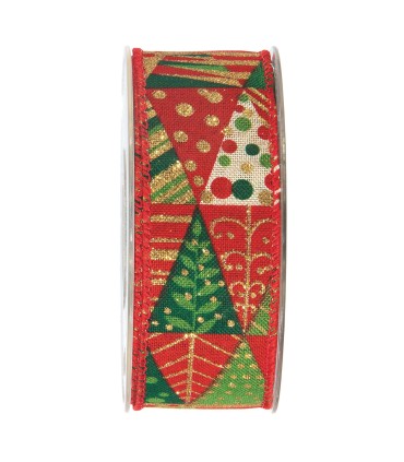 Cinta abetos verde y rojo 40mm x10m