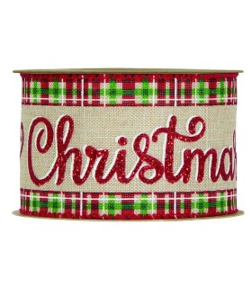Cinta Merry Christmas cuadro escocés 63mm x10m