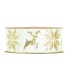 Cinta raso tornasolado blanco copos de nieve y renos 40mm x 10m