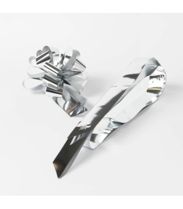 Lazos automáticos metalizado 48mm x50 und plata brillante