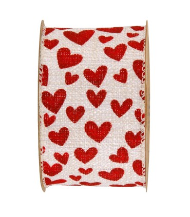Cinta corazón rojo 63mm x10m alambrada