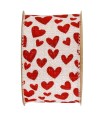 Cinta corazón rojo fondo blanco 63mm x10m