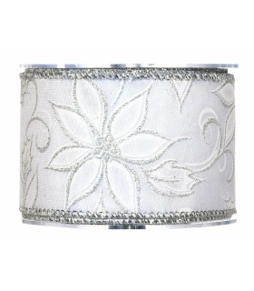 Cinta alambrada flor de pascua plata 63mmx10m