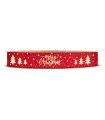 Cinta raso rojo Merry Christmas oro 15mm x20m