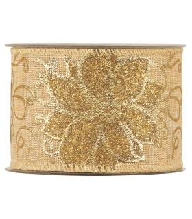 Cinta flor de Pascua oro rosado 63mm x10m