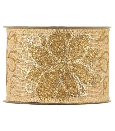 Cinta flor de Pascua oro rosado 63mm x10m