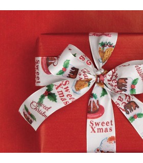 Cinta grosgrain rojo dulces navidad 38mm x 15m