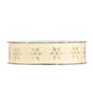 Cinta grosgrain beige copos de nieve oro 25mm x 10m