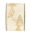 Cinta abetos oro y dibujo cobre brillante fondo crema 63mm x10m