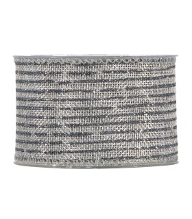 Cinta gris tipo yute con rayas brillante gris oscuro 63mm x10m