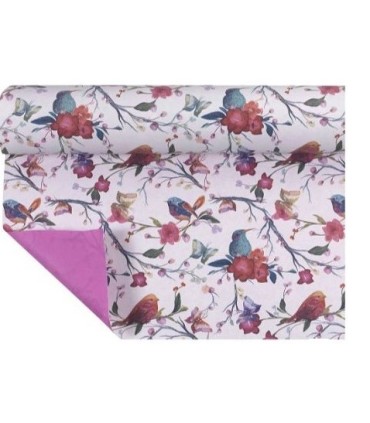 Bobina papel pájaros doble cara fucsia 70cmX50m