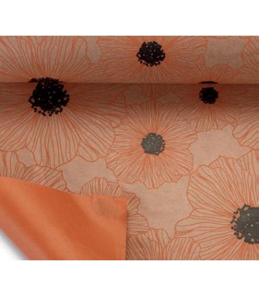 Bobina papel kraft flores doble cara naranja 70cm x50m