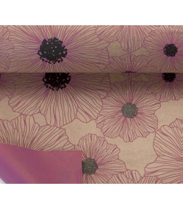 Bobina papel kraft flores doble cara fucsia oscuro 70cm x50m