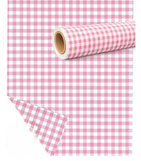 Bobina opaca cuadro vichy rosa doble cara 70cm X 40m