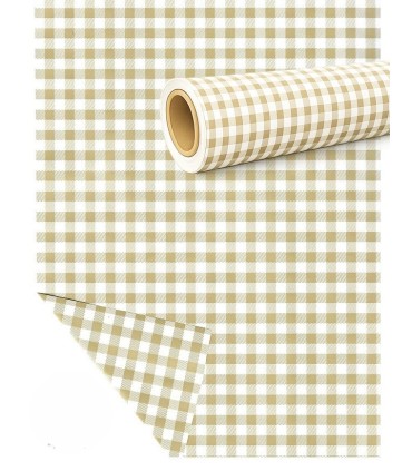 Bobina opaca cuadro vichy crema 70cm X 40m