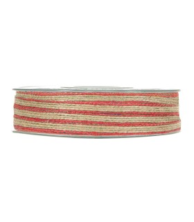 Cinta estrecha yute borde rojo 6mm x35m