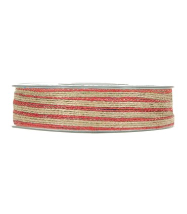 Cinta estrecha yute borde rojo 6mm x35m