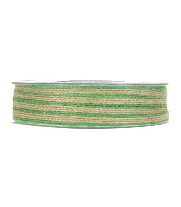 Cinta estrecha jute borde verde 6mm x35m