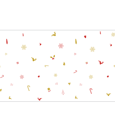 Bobina 70cmx50m transparente Navidad rojo y oro