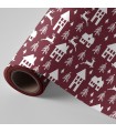 Bobina papel casitas renos renos fondo granate 62cm x 4 kilos