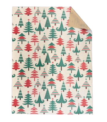 Bobina papel kraft abetos verdes y rojos 62cm x 5 kilos