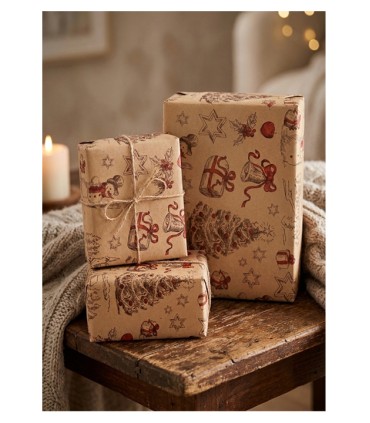 Bobina Navidad abetos y muñecos de nieve 70cm x7.5k