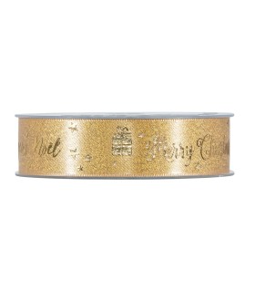 Cinta raso oro Navidad