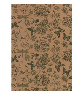 Bobina papel de regalo mariposas y flores