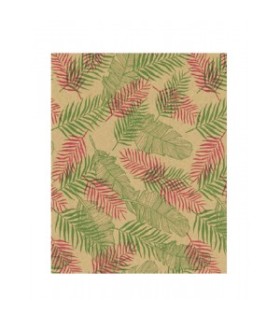 Bobina papel kraft hojas verde y fucsia 70cmX7.5Kg