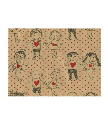 Bobina papel kraft niños corazones 70cmX7.5Kg