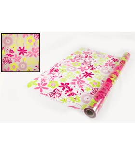 Bobina flores y hojas fucsia y verde