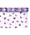 Bobina “celofan” 70cmX50m transparente mariposas lila y mariposa