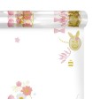 Bobina “celofan”80cmX120m transparente conejos y flores rosa y verde