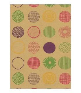 Papel de regalo kraft con círculos de diferentes colores